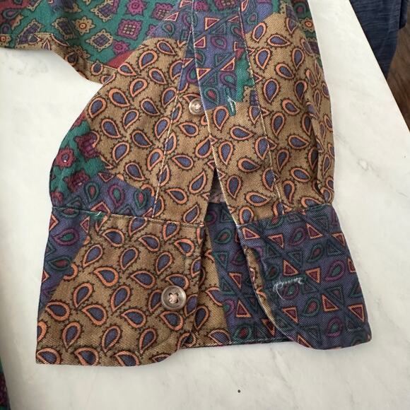 Vintage Ralph Lauren Chaps button up long sleeve paisley patchwork XL shirt men - Picture 7 of 8